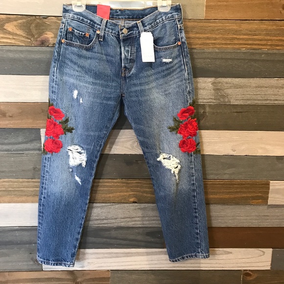 levis rose embroidered jeans